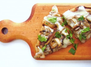 grilled mushroom and taleggio pizza