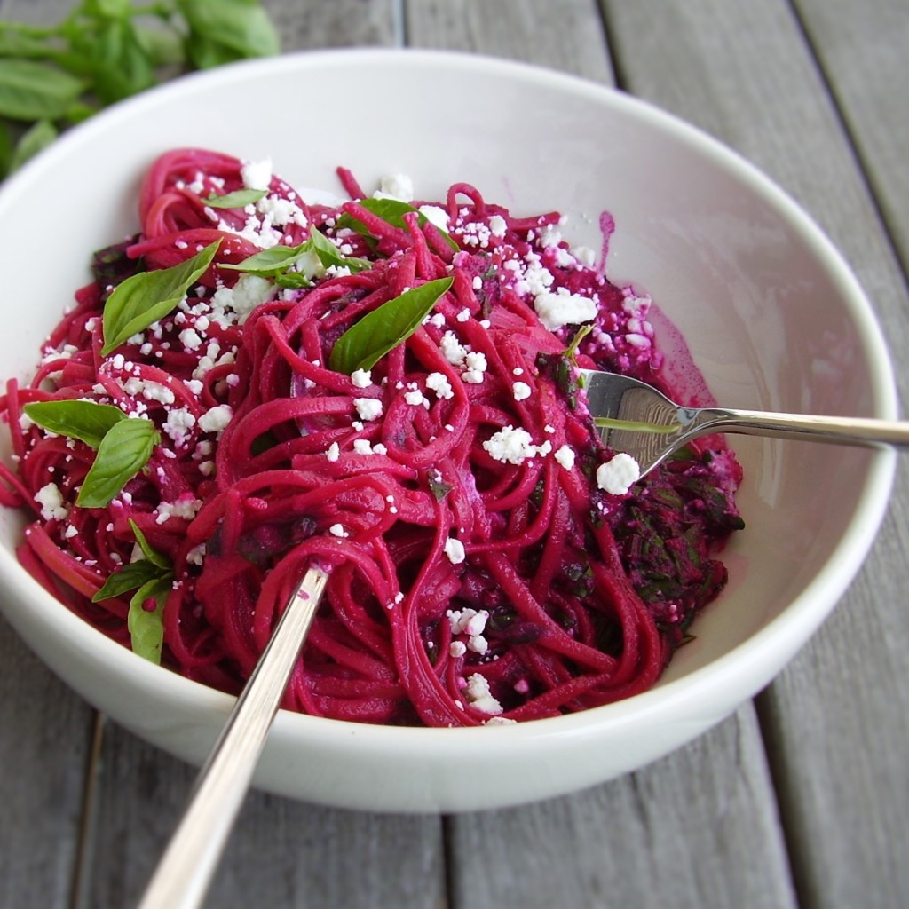 beet, greens and goat cheese linguine