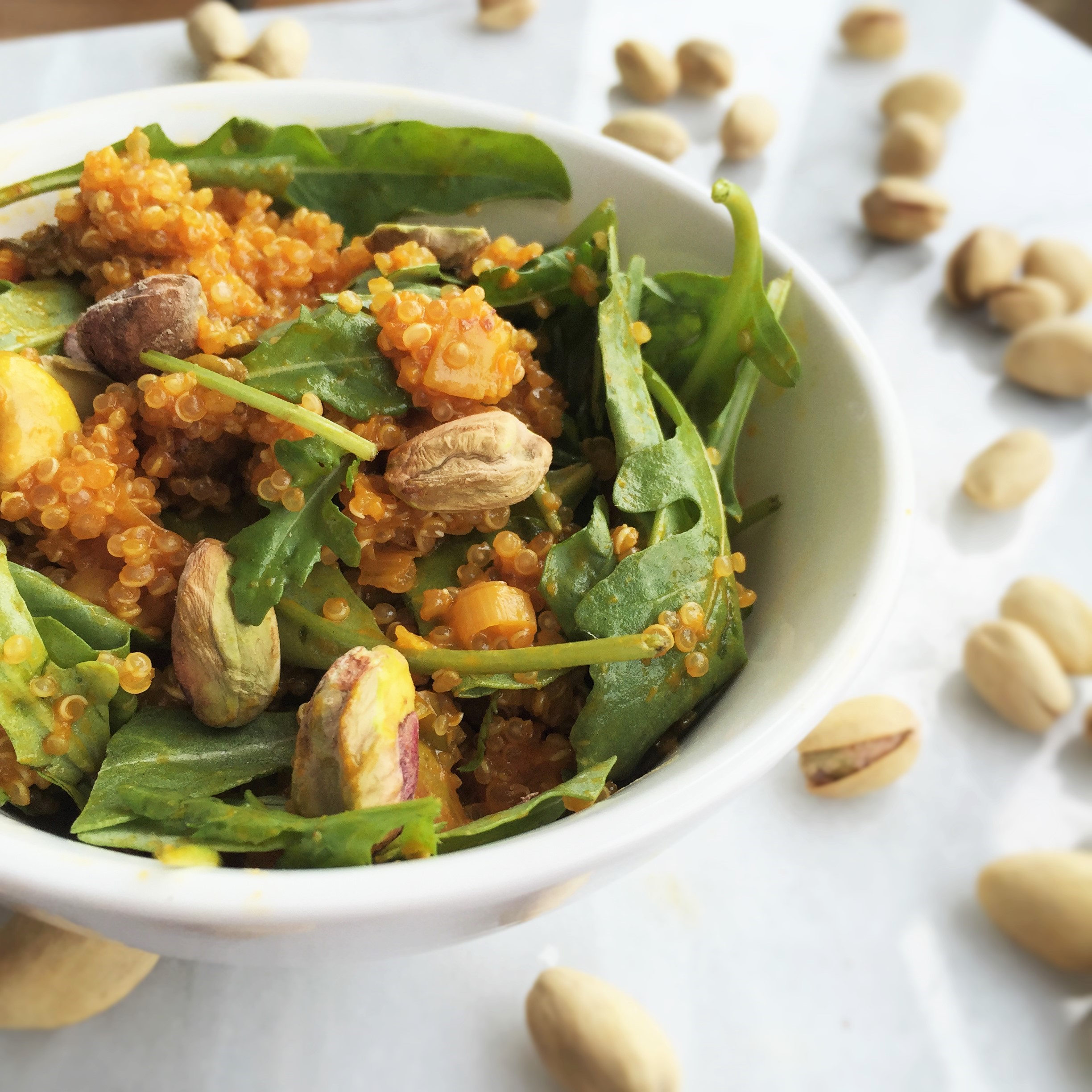 juice-infused quinoa salad with pistachios
