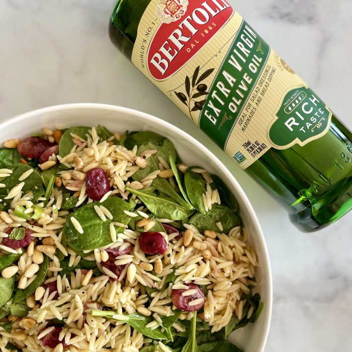 Bertolli Olive OIl with Bowl of Orzo