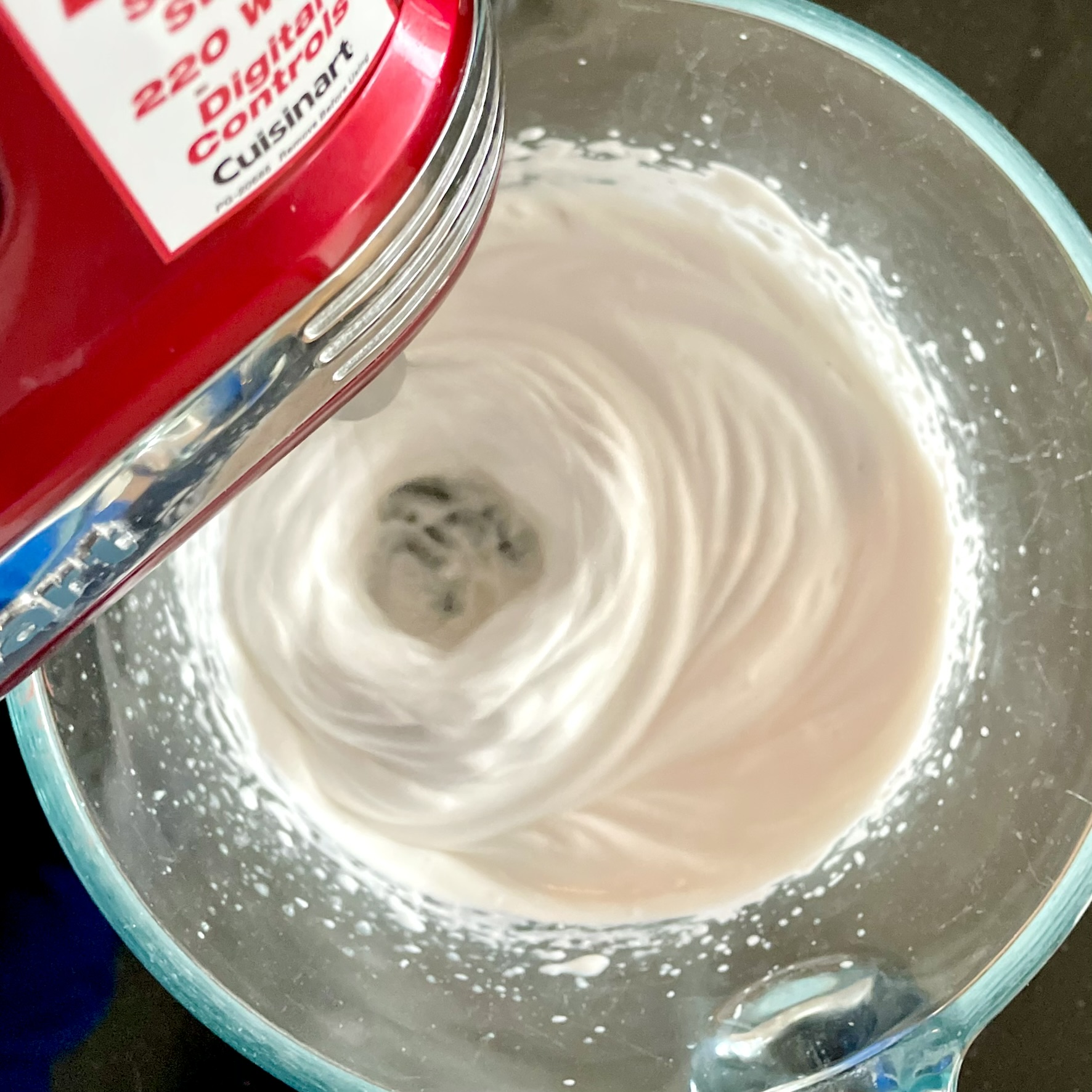 whipping up vanilla aquafaba whipped cream