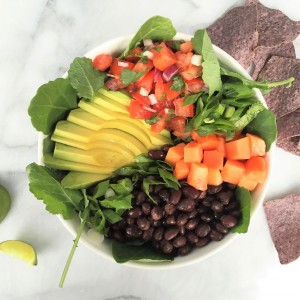 power greens, papaya, and black bean taco salad bowl - Jackie Newgent