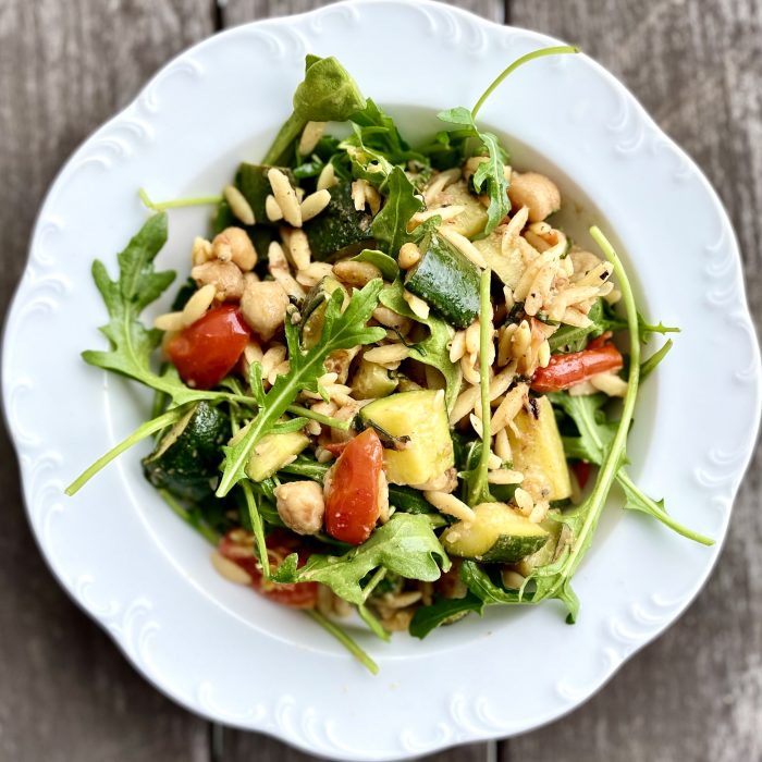 lemony herb “orzotto” with garlicky chickpeas - Jackie Newgent