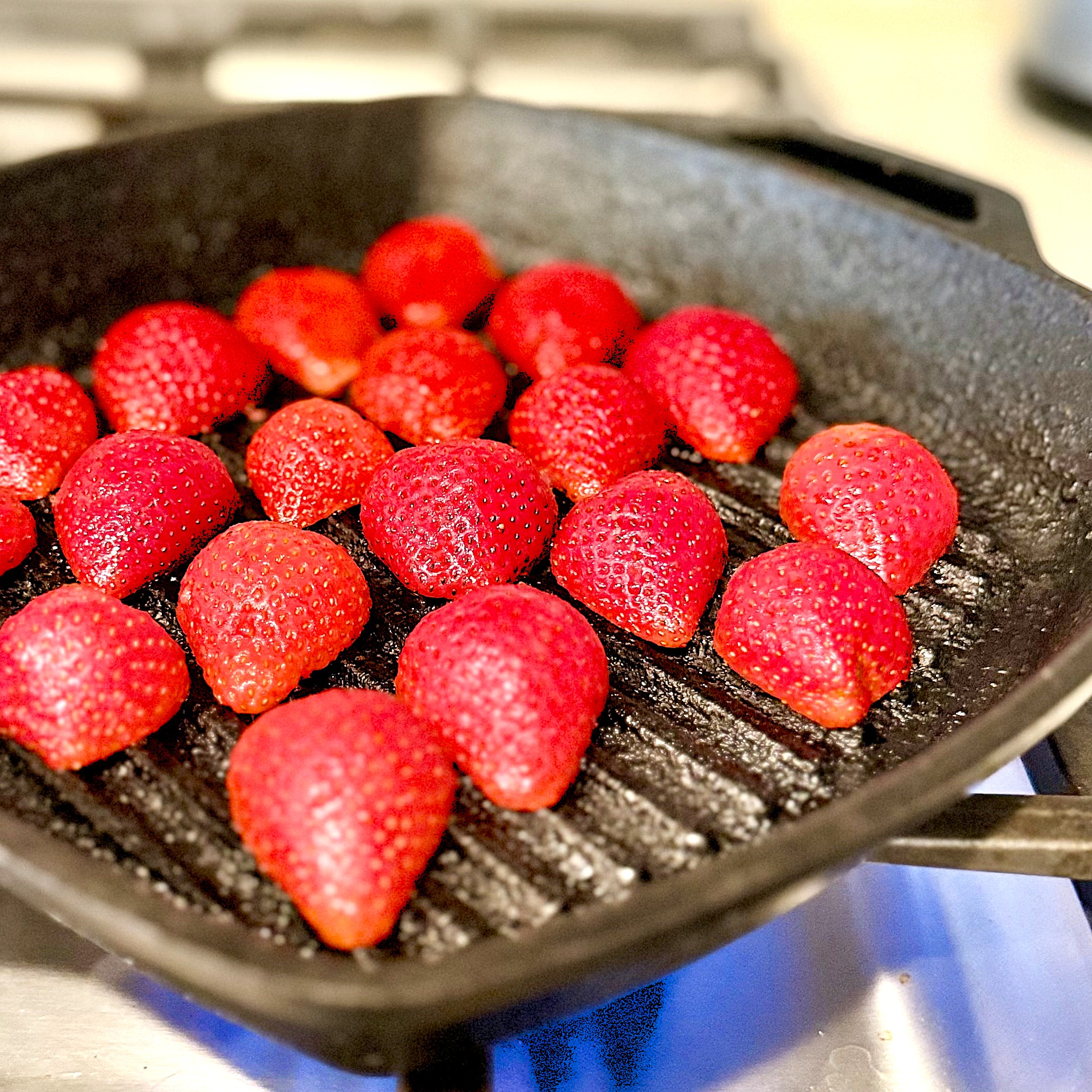 strawberries in a grill pan