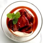 plant-based Grilled Balsamic Strawberries with Whipped Vanilla Cashew Pudding overhead shot